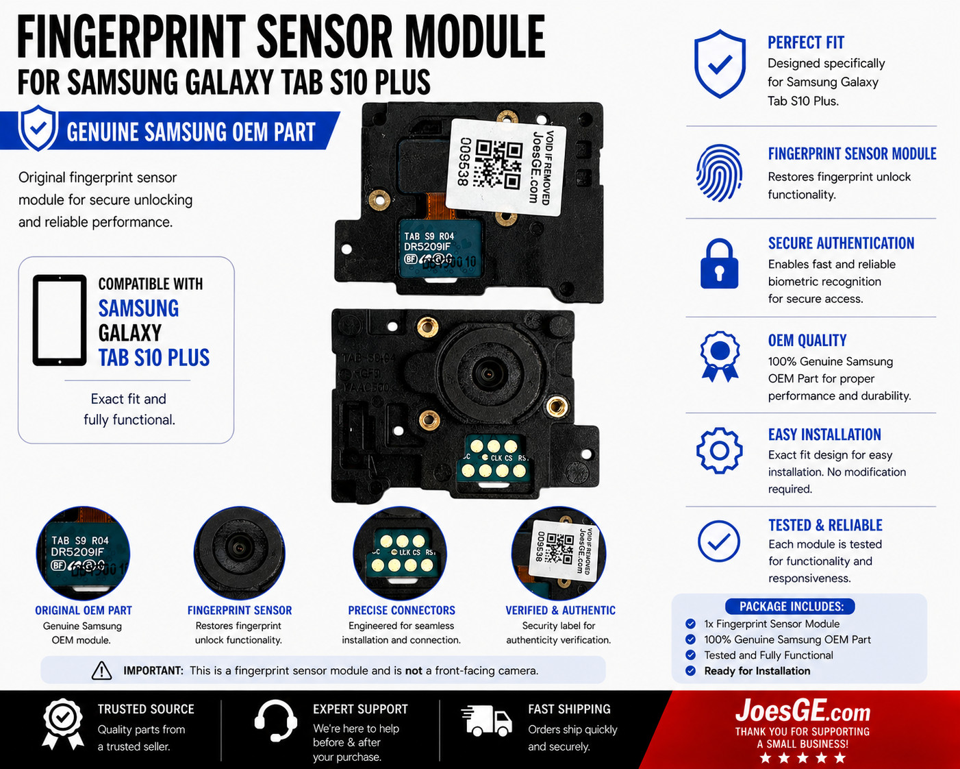 Samsung Galaxy Tab S10 Plus SM-X820 Fingerprint Sensor Module OEM Grade A