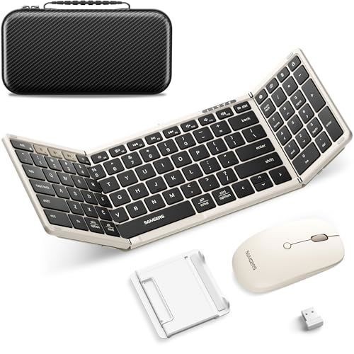 Foldable Keyboard and Mouse, Samsers Folding Bluetooth Keyboard Combo, 2.4G +