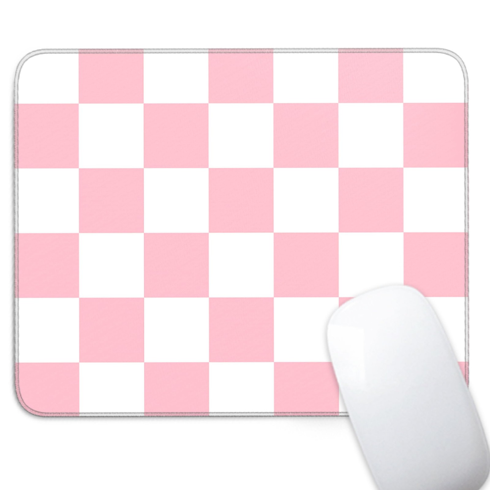 Pink White Checkered Mouse Pad,Small Mousepad for Desk Work Office 10"X8"