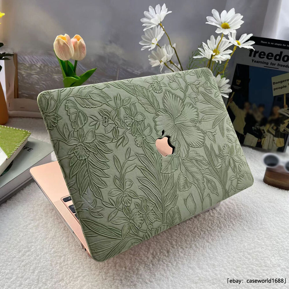 Carved Flower Leather Hard Case For Macbook Neo M5 Air 13 15 Pro 14 16 11 12 in