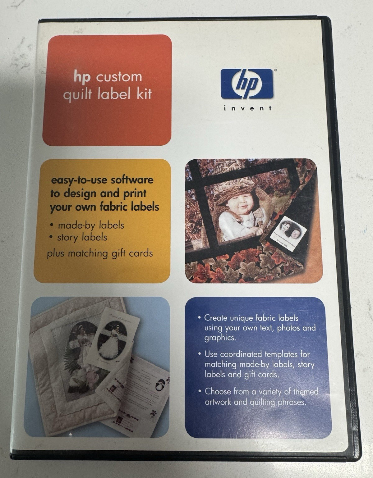 HP Custom Quilt Label Kit Software CD Windows XP Mac OS X Quilt Labels