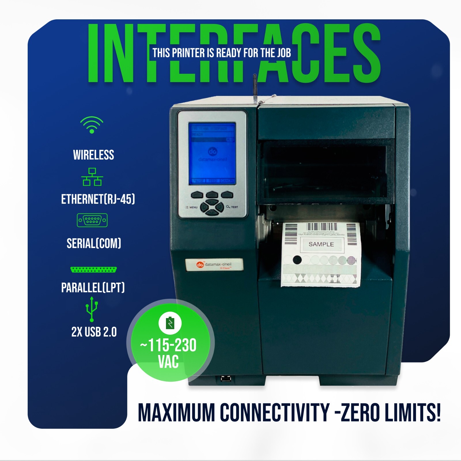 High Quality❤️Industrial Direct Thermal Transfer 600m Label Printer w/WiFi & USB