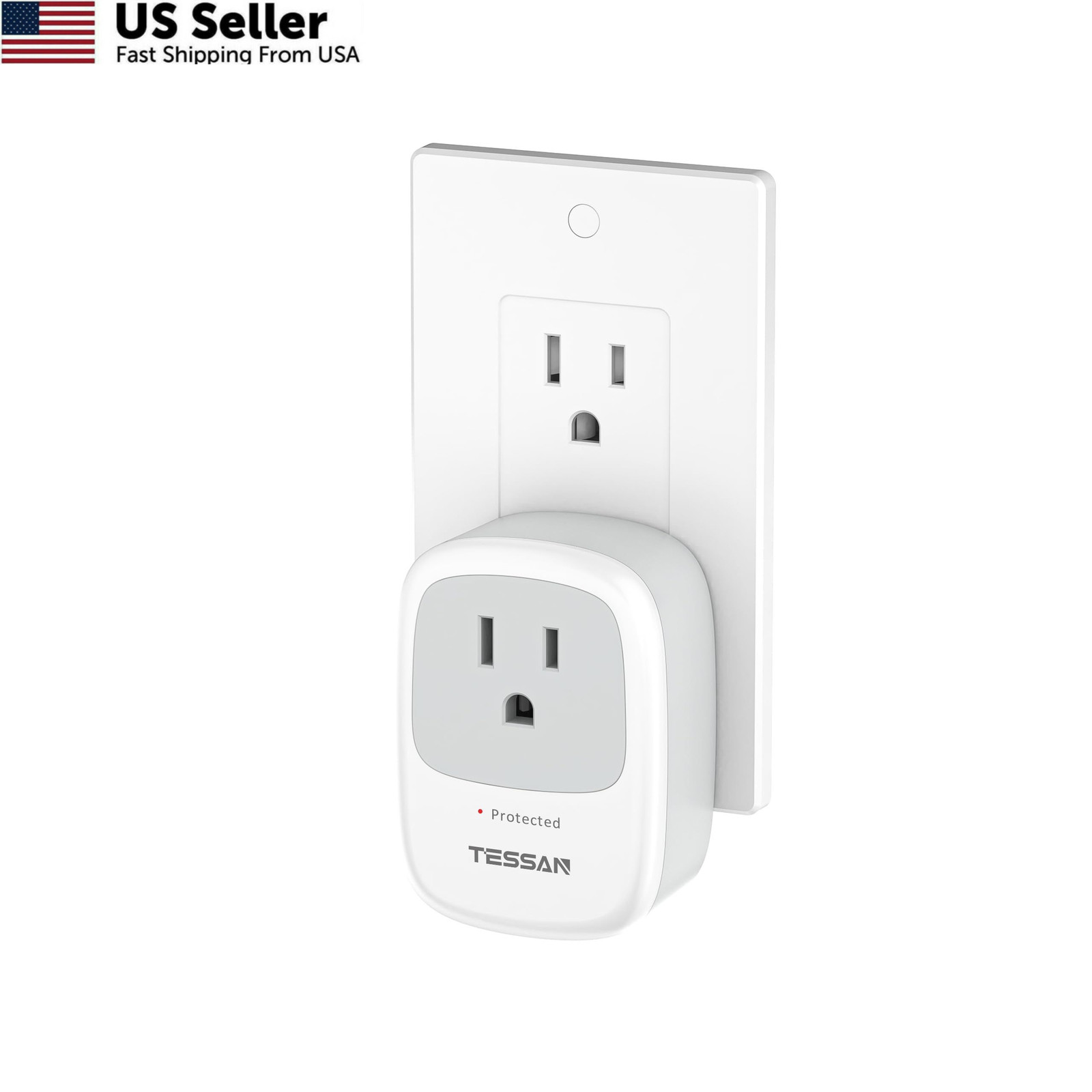 TESSAN Single Outlet Wall Surge Protector with 1050J Protector, Grey