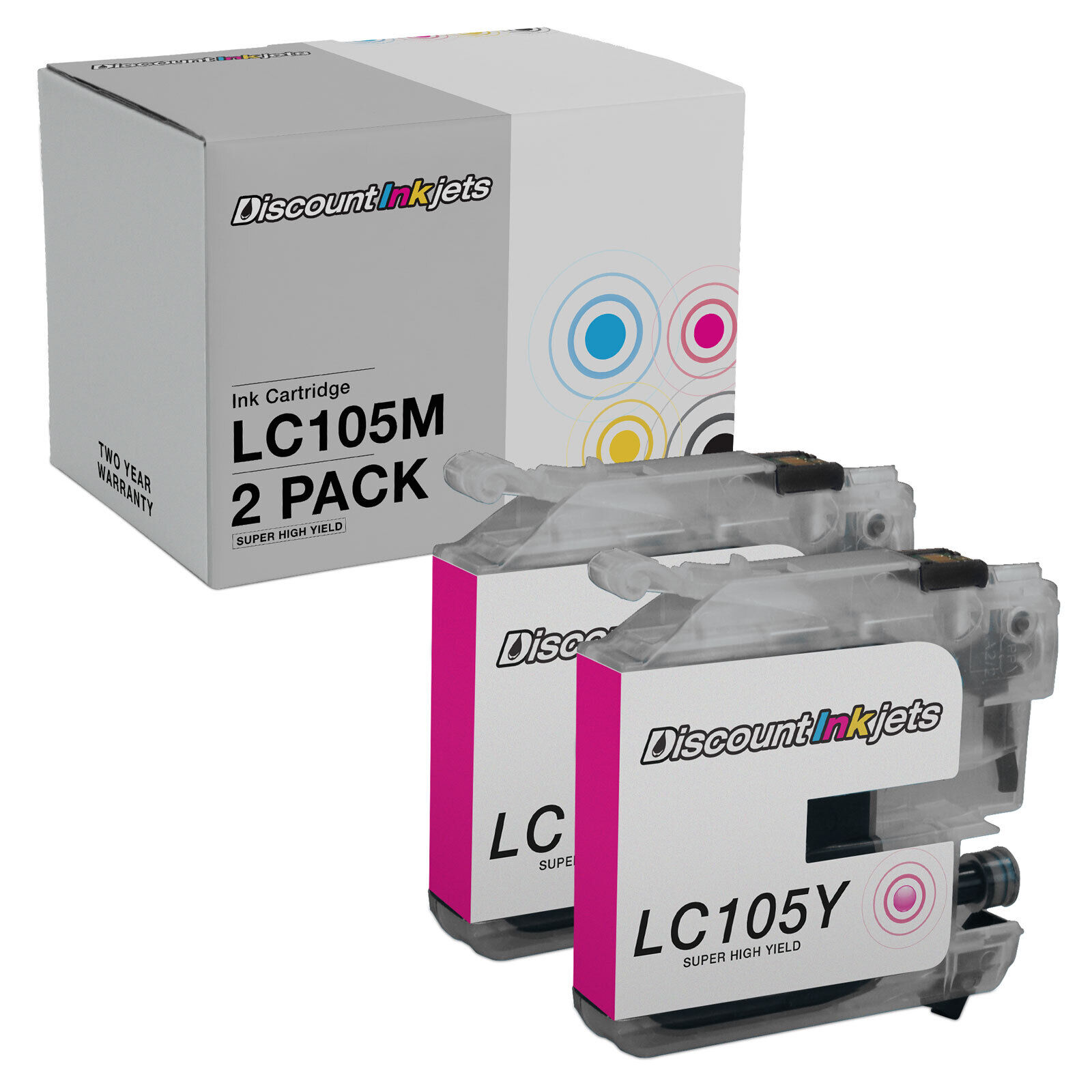 2PK LC-105M for Brother LC105 XXL MAGENTA Super HY Ink Cartridge MFC-J4310 J4410