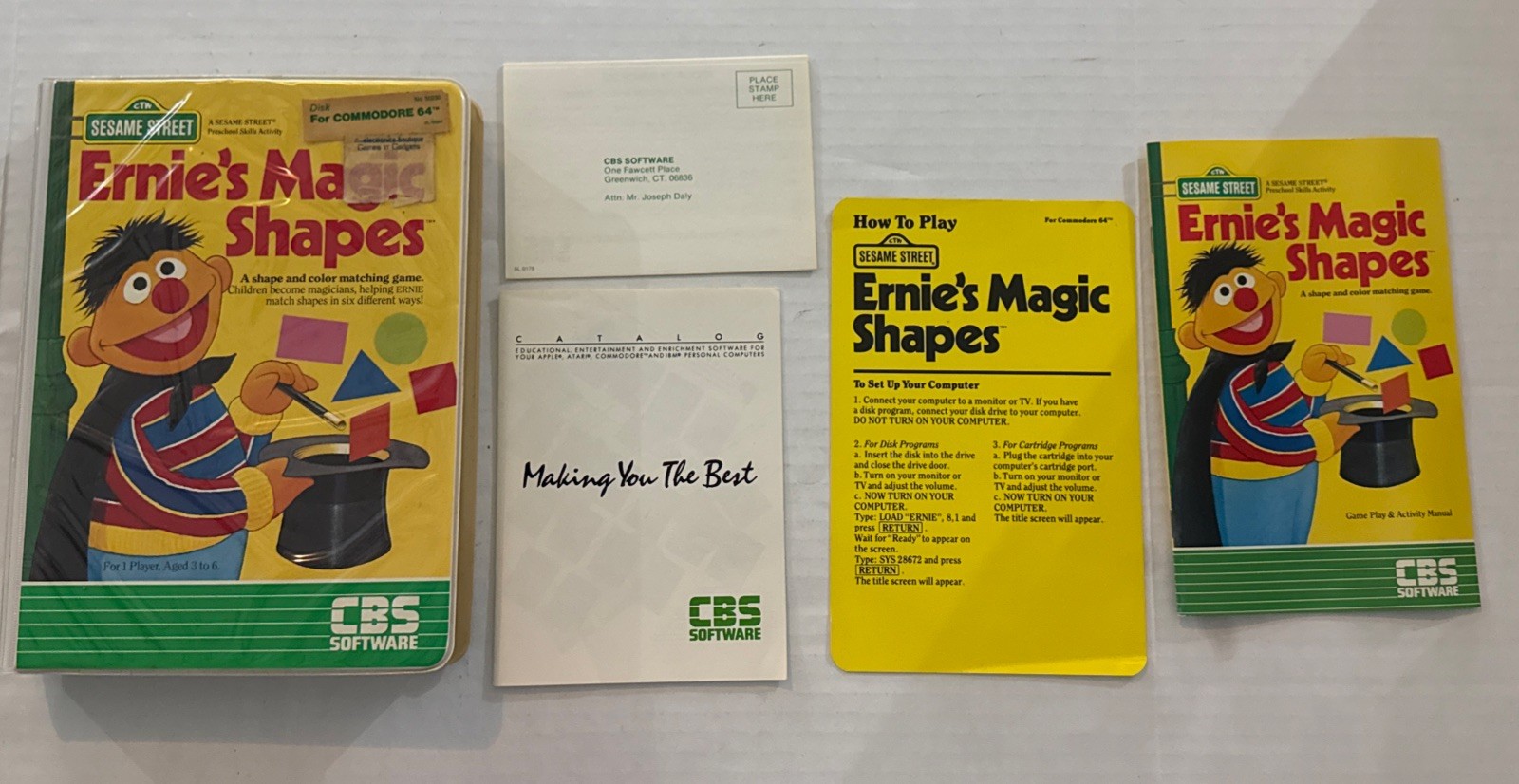 CBS Software Sesame Street Ernie's Magic Shapes Commodore 64 No Game