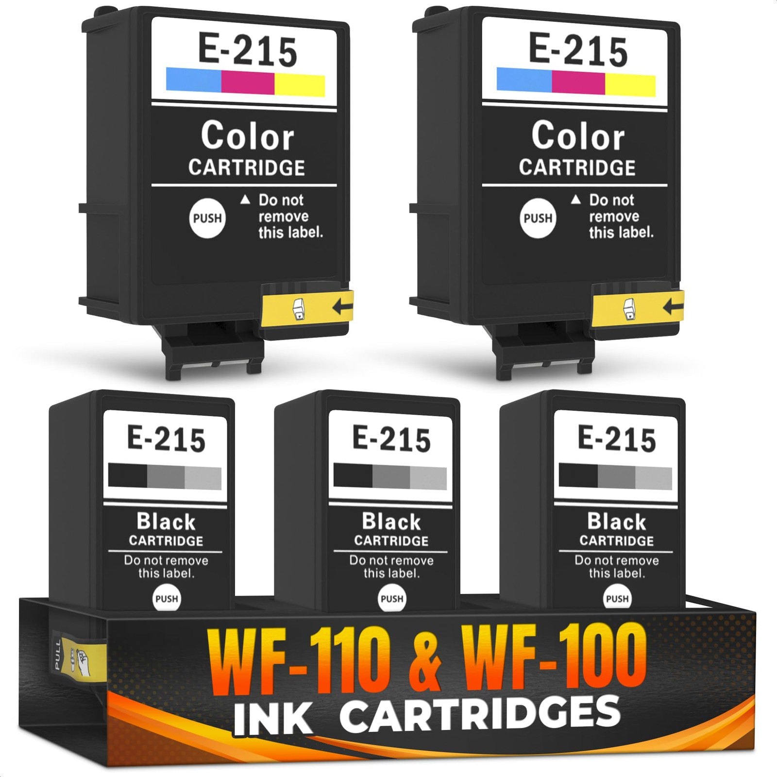5 Pcs 215 Ink Cartridge Replacements, 3 Black and 2 Tri-Color Combo