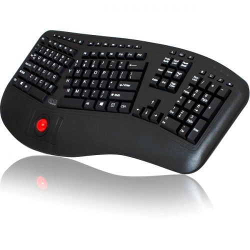 Adesso WKB-3500UB Wireless Ergonomic Desktop Keyboard W/Built-in Trackball,