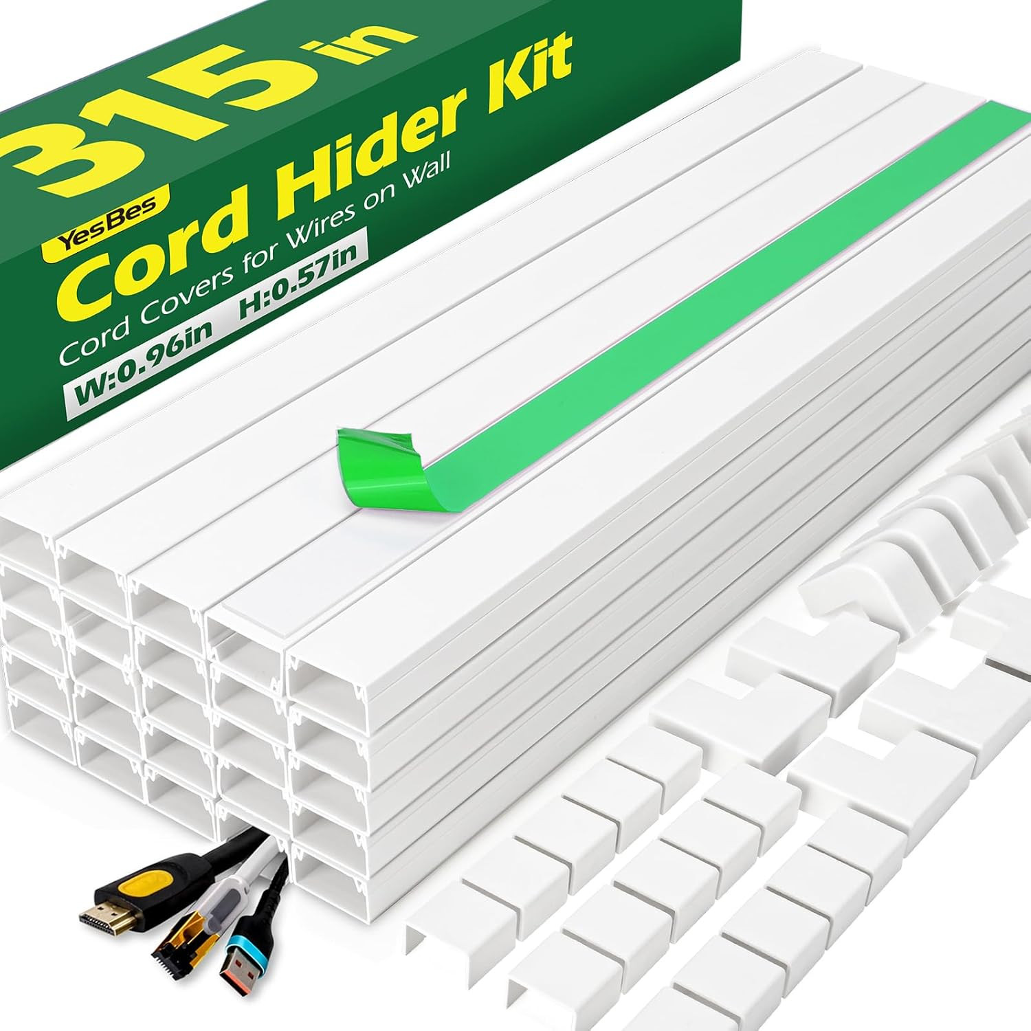 Cord Hider Kit 315In Paintable Wire Covers Self-Adhesive Cable Organizer