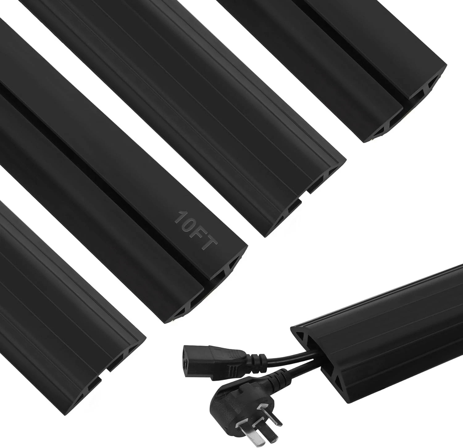 Floor Cable Cover 10Ft 2Pcs Heavy Duty PVC Cable Protector Electric Cord Hider
