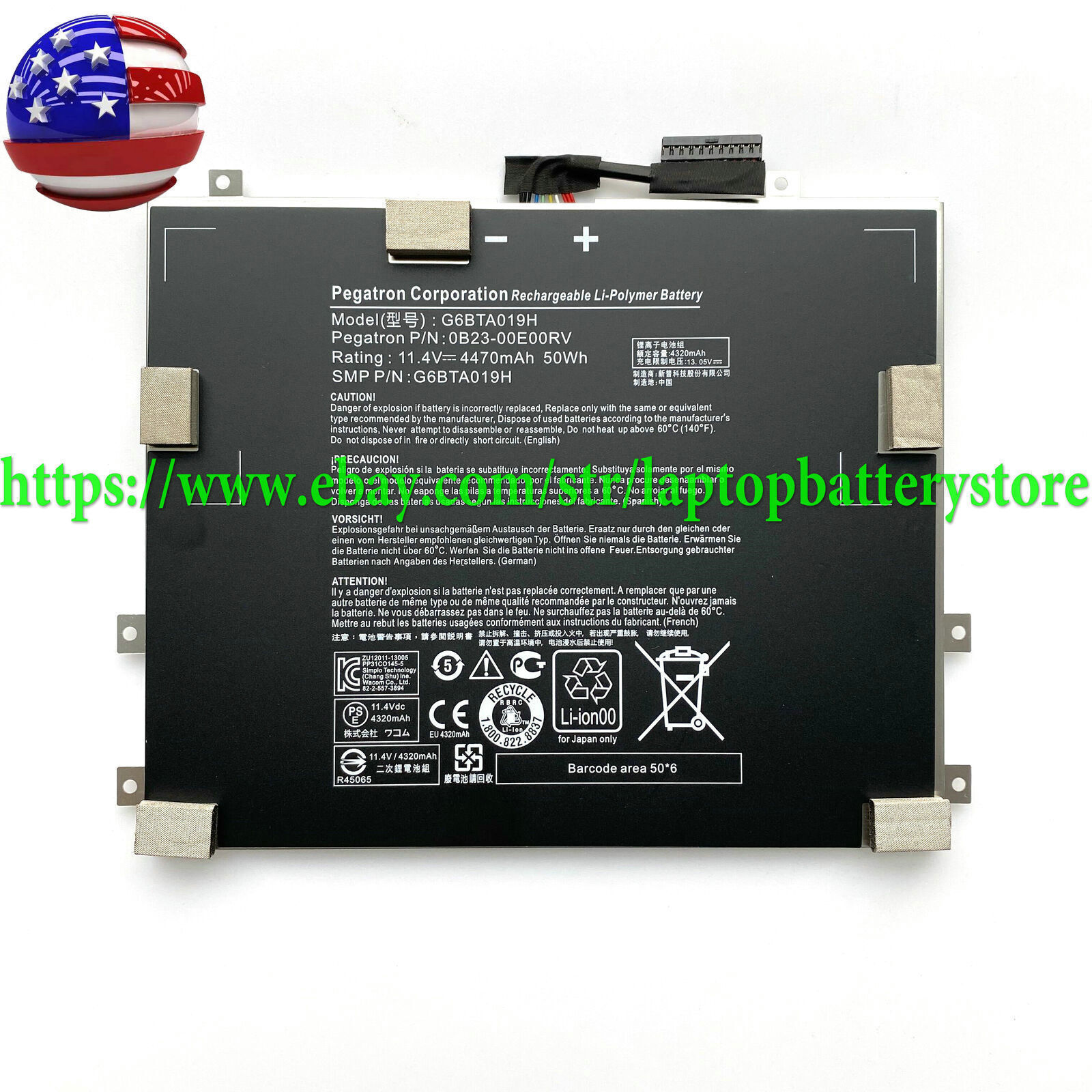 Genuine 0B23-00E00RV G6BTA019H Battery for Wacom companion 2 DTH-W1310 Tablet PC
