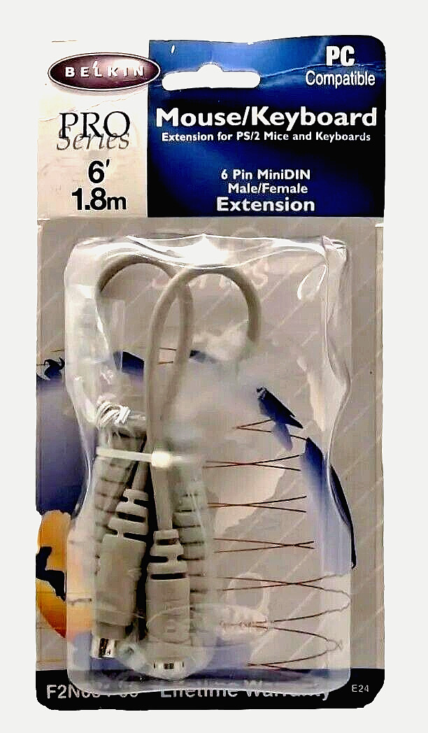 6 ft. Belkin Pro Mouse/Keyboard Extension for PS/2 (F2N034-06) 6-Pin MiniDIN NEW