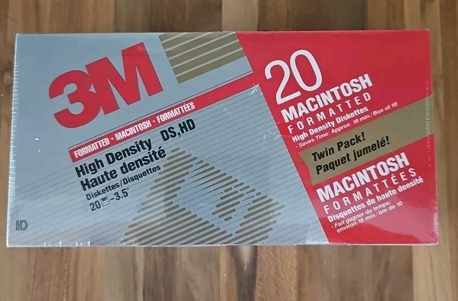 3M High Density 3.5" Diskettes Qty 20 MAC Formatted DS HD Floppy Disks New