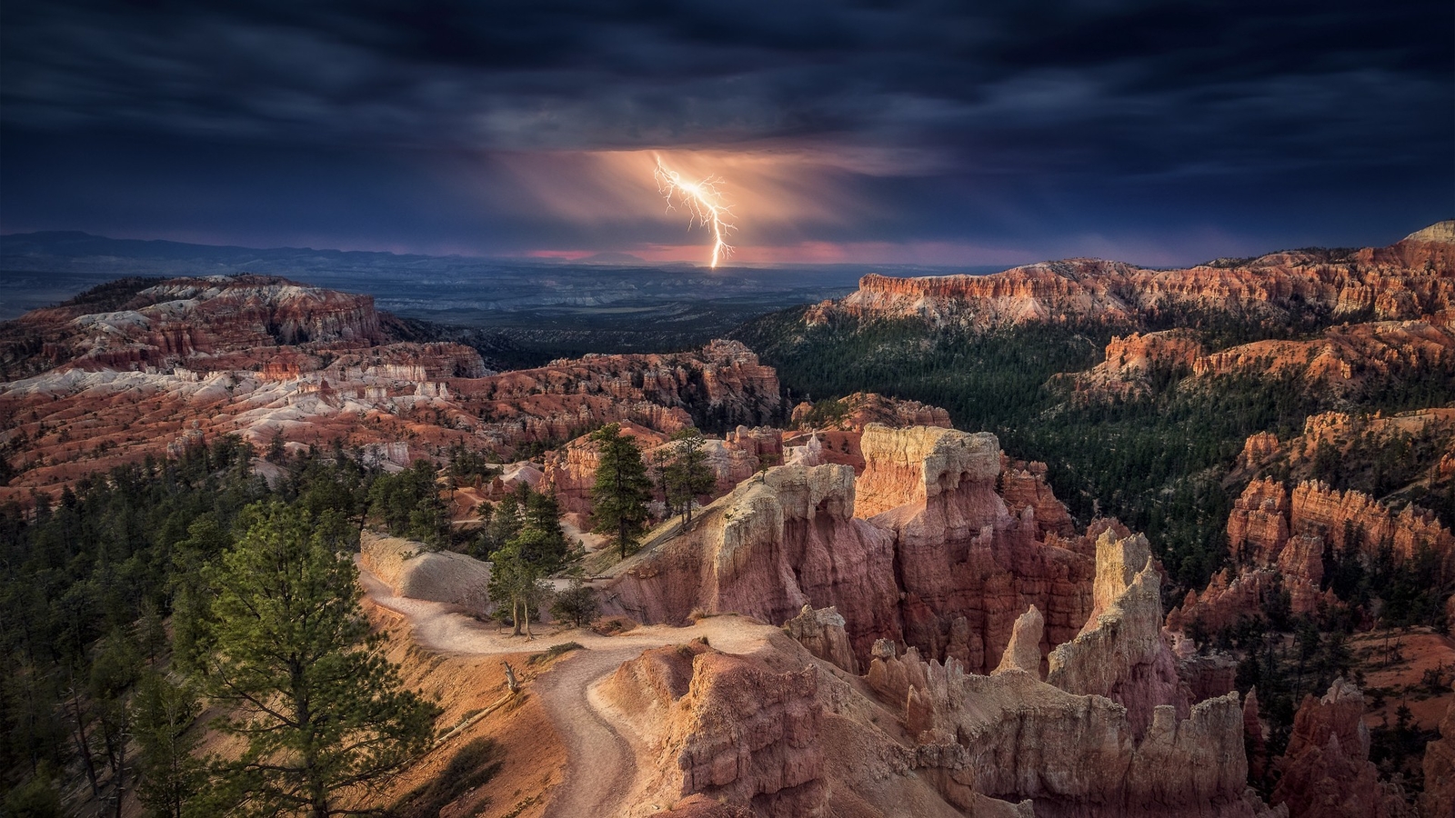 Landscape nature lightning mountains bryce canyon Custom Gaming Mat Desk