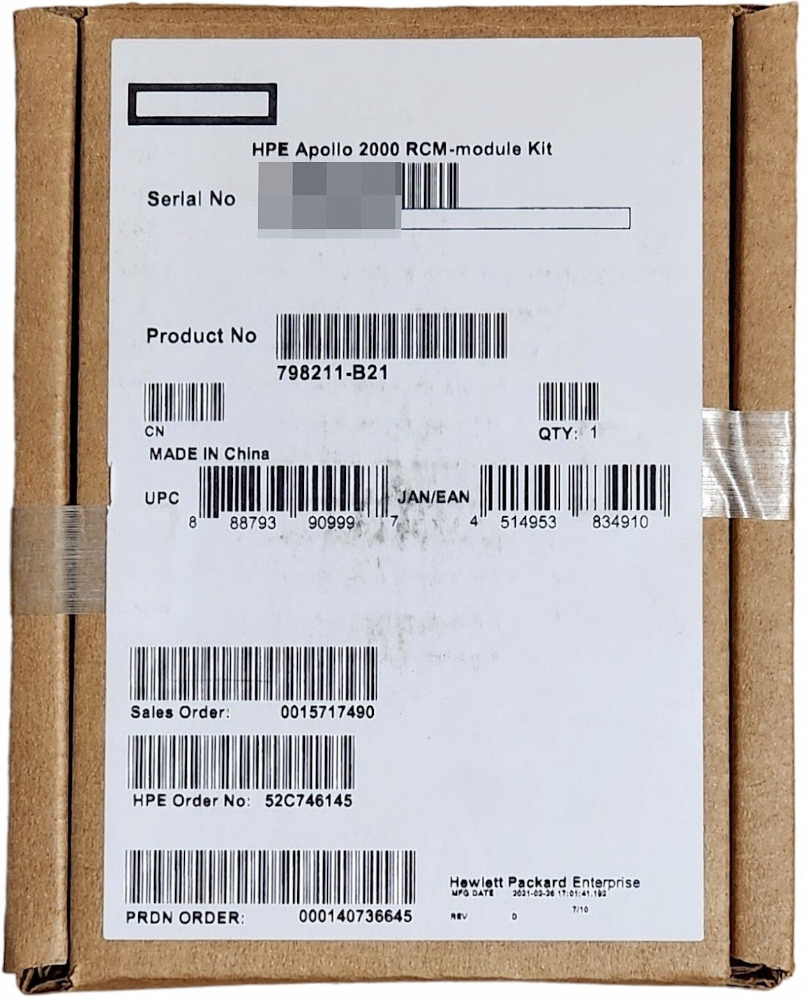 HPE Apollo 2000 Rack Consolidation Management (RCM) Module 798211-B21 800361-001