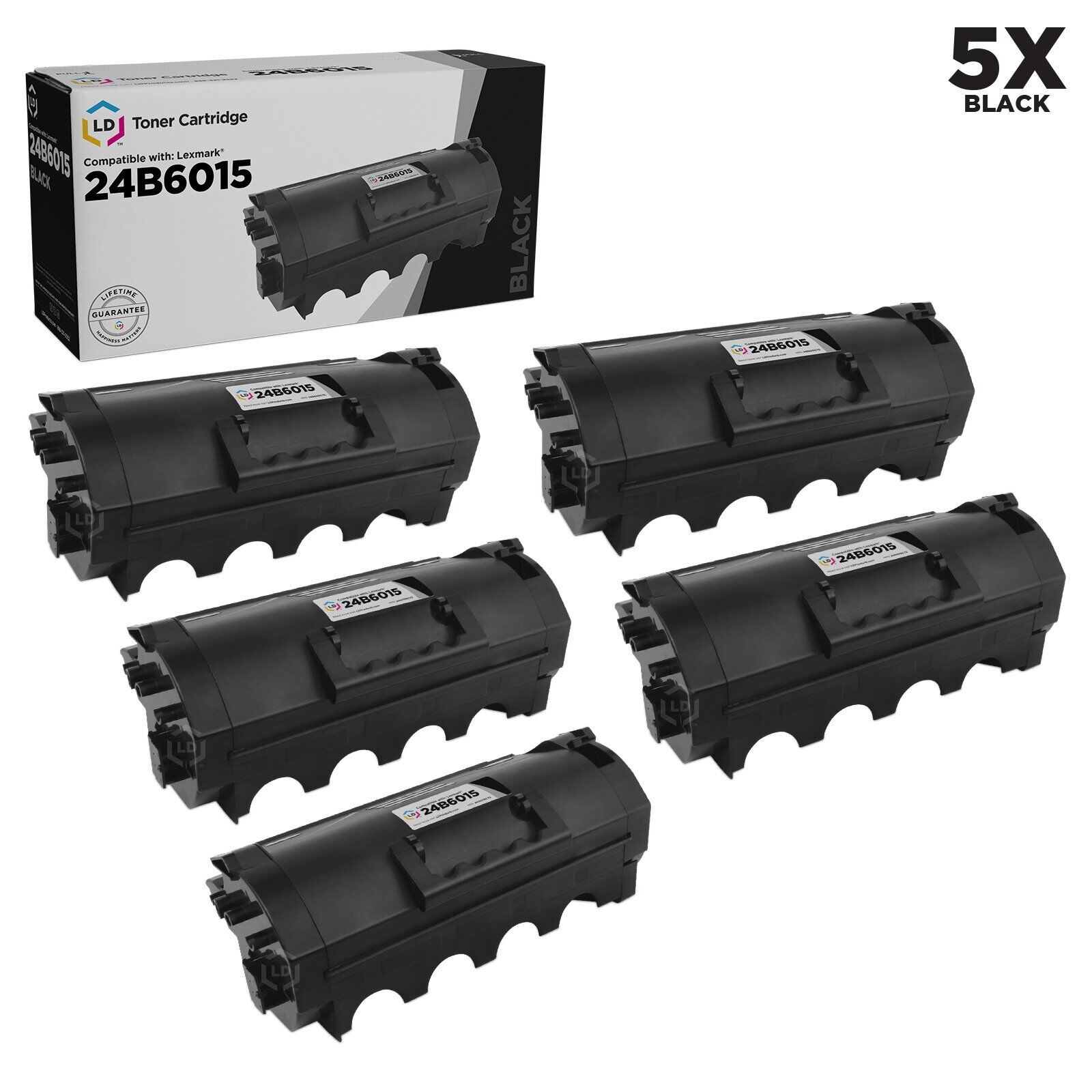 LD Compatible Lexmark 24B6015 Black Toner 5-Pack for M5155, M5163, M5170, XM5163