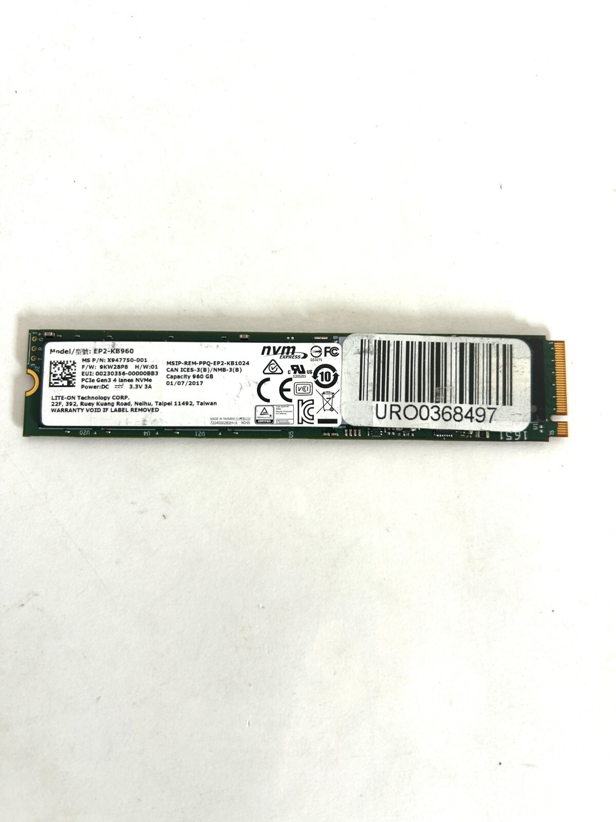 Lite-On M.2 960GB PCIe SSD NVMe