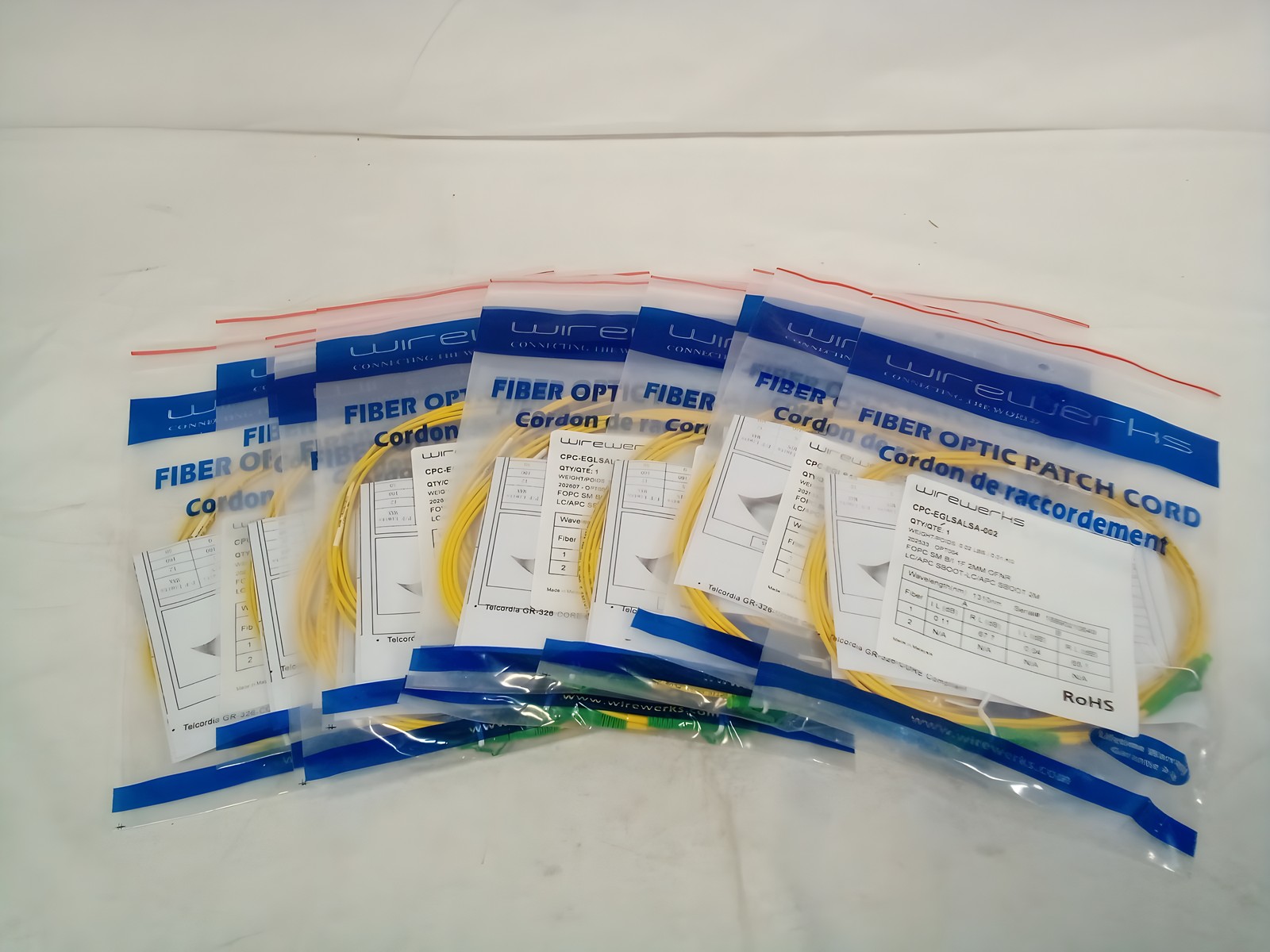 Wirewerks LC/APC Singlemode Fiber Optic Patch Cord 2m Lot 12