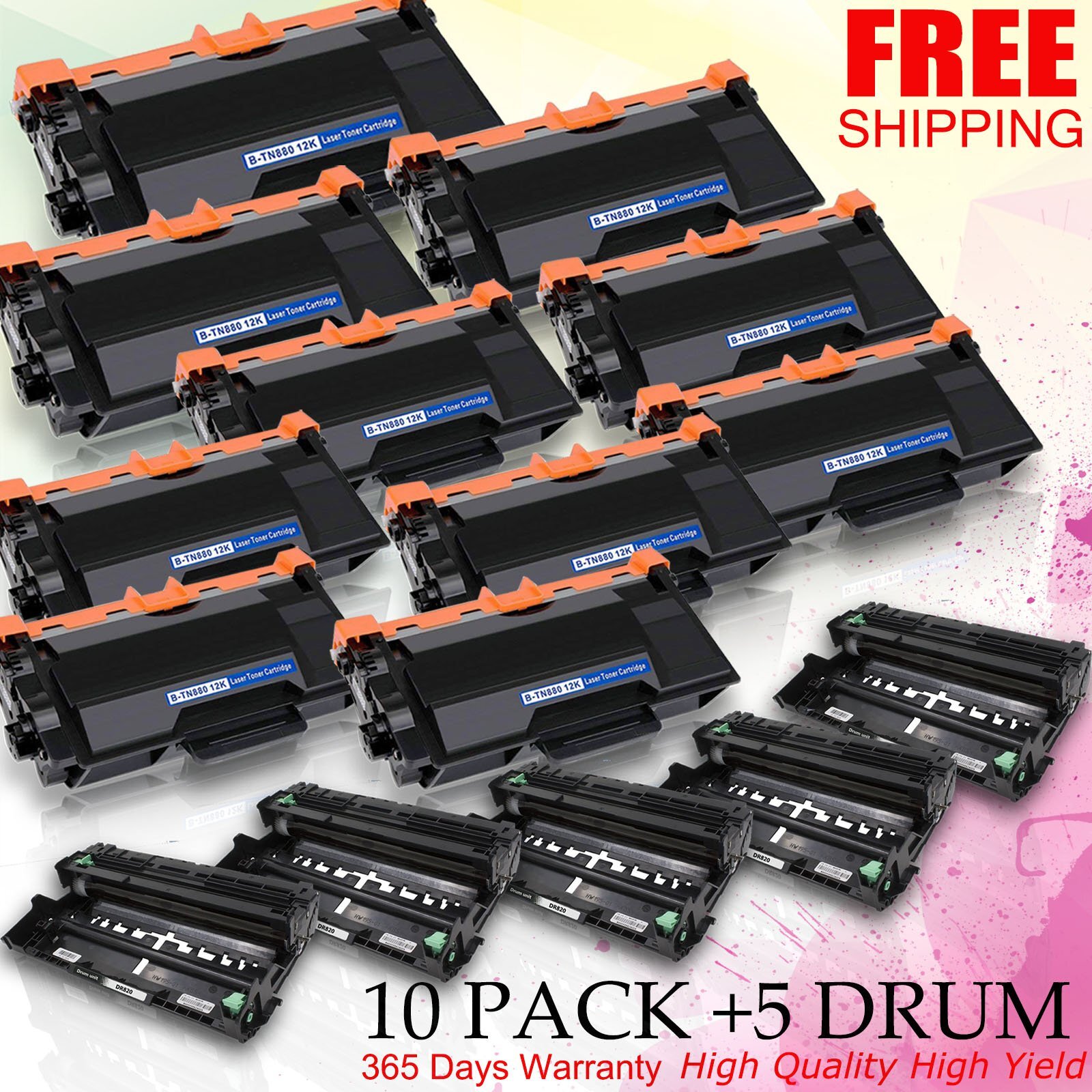 For Brother 10PK TN880 5PK DR820 SET MFC-L5700DW HL-L6250DW US STOCK