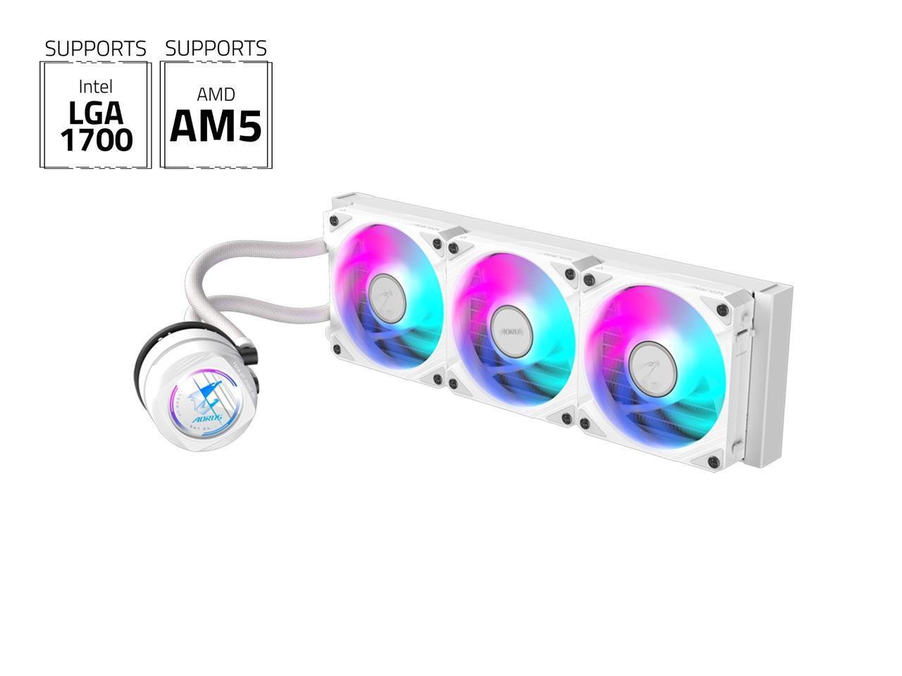 AORUS WATERFORCE II 360 ICE Liquid CPU Cooler, 360mm Radiator with 3x120mm low n