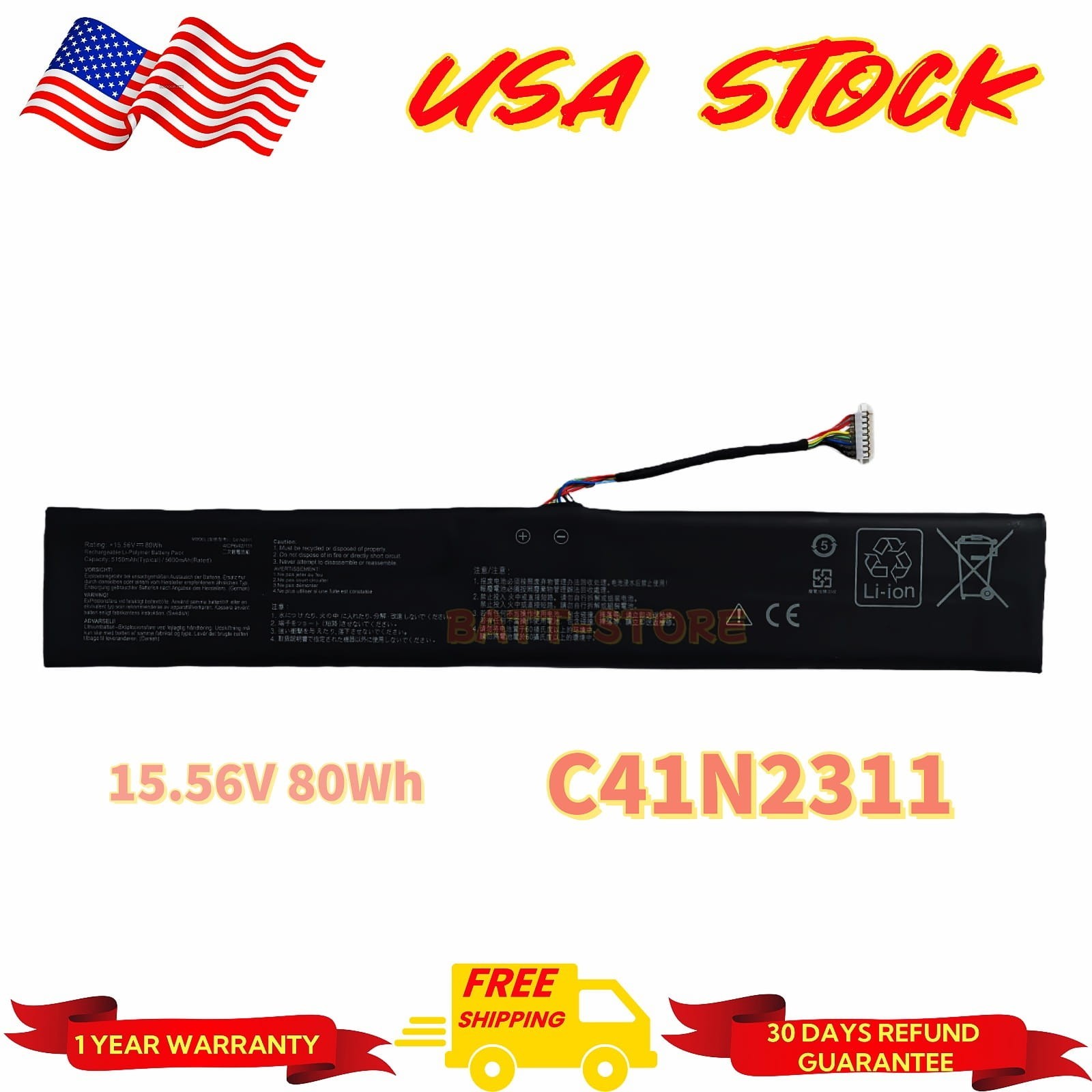 New High Capacity 80Wh C41N2311 Battery For Asus Rog Ally X RC72LA Ally 2nd