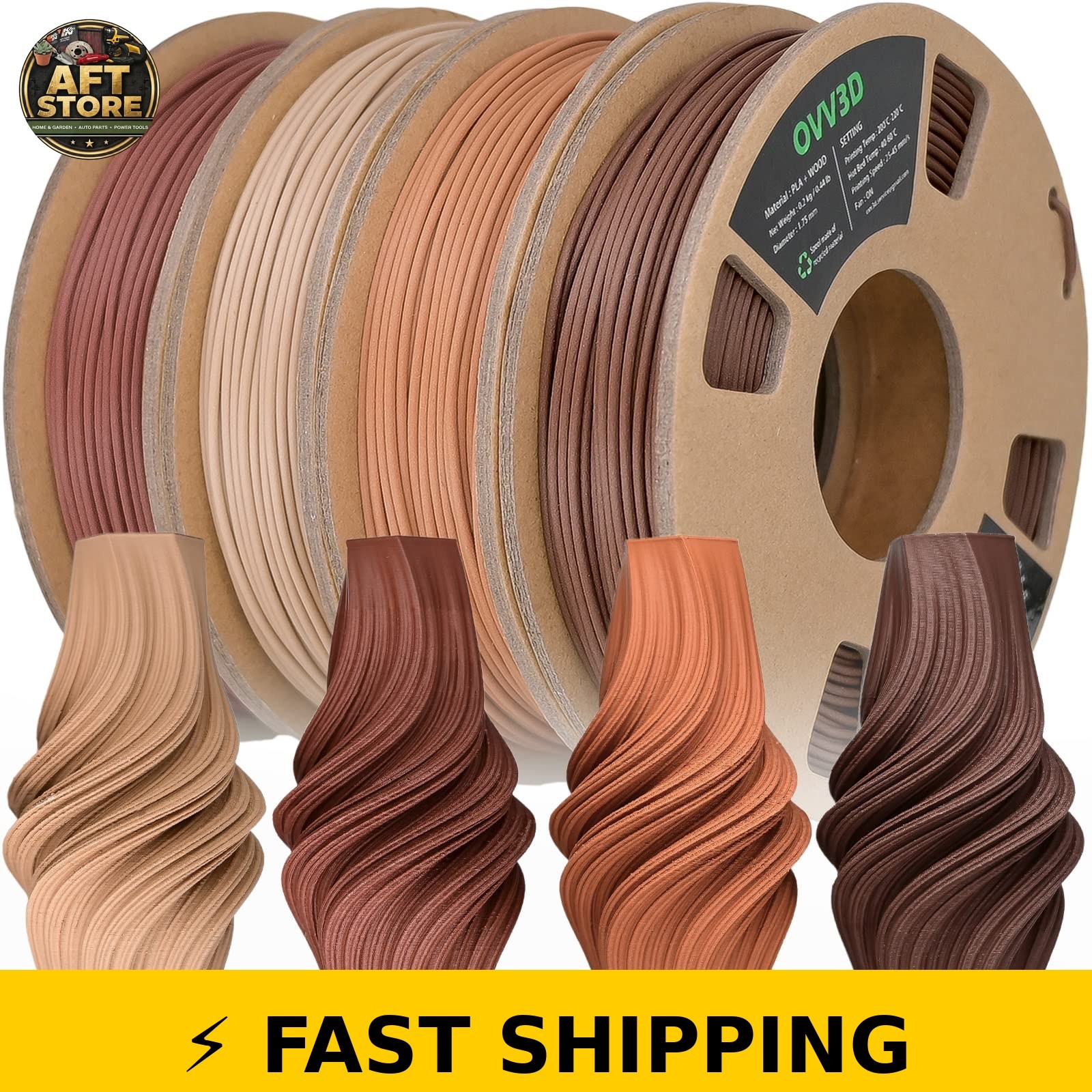 OVV3D Wood PLA 3D Printer Filament Bundle - 1.75mm