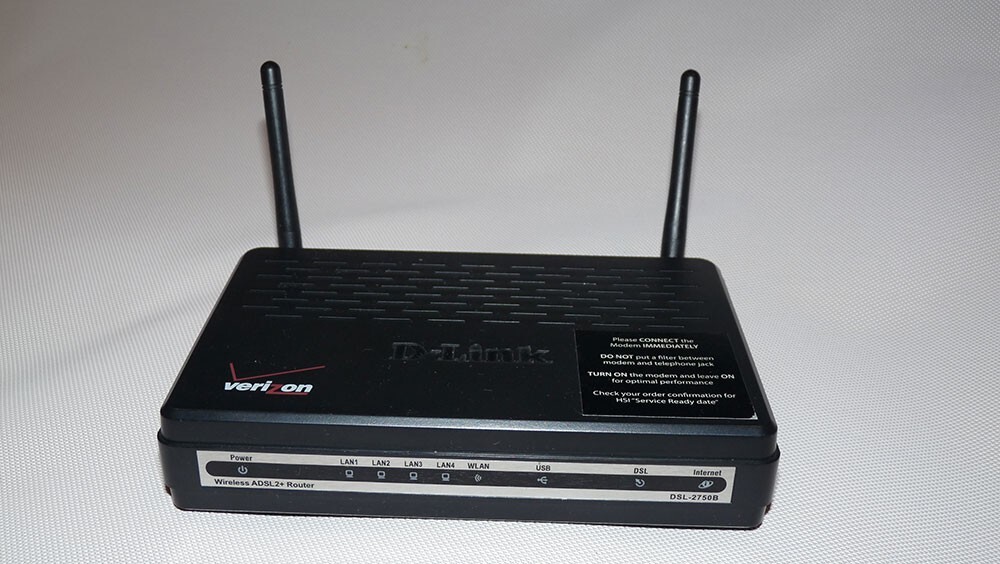 D-Link Verizon Internet Router DSL-2750B 300 Mbps Black 4-Port Wireless ADSL2+