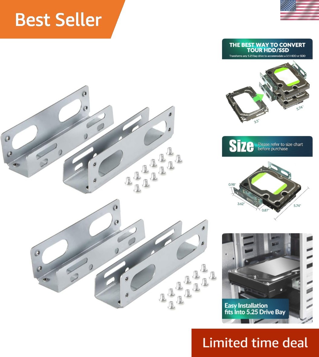 2-Pack HDD/SSD Metal Brackets: Convert Drives with Reliable Durability