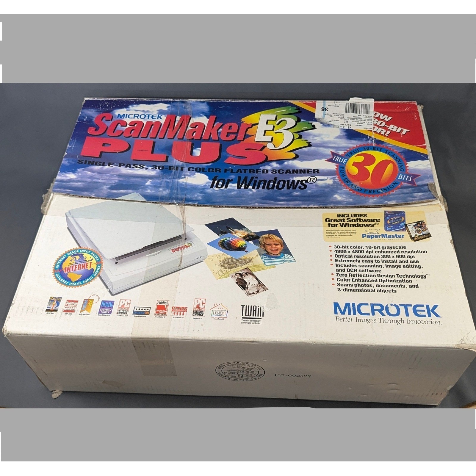 Microtek ScanMaker E3 Plus Flatbed Scanner MRS-600EX3P Vintage White Functional