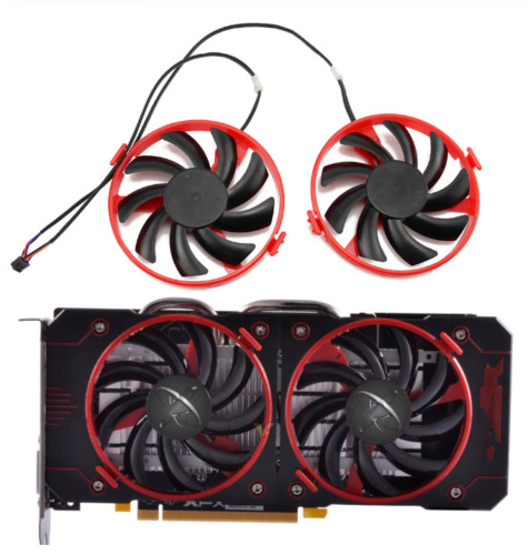 Pair Fans Red Cooling Fans  For XFX Radeon RX 460 FDC10U12S9-C  Replace