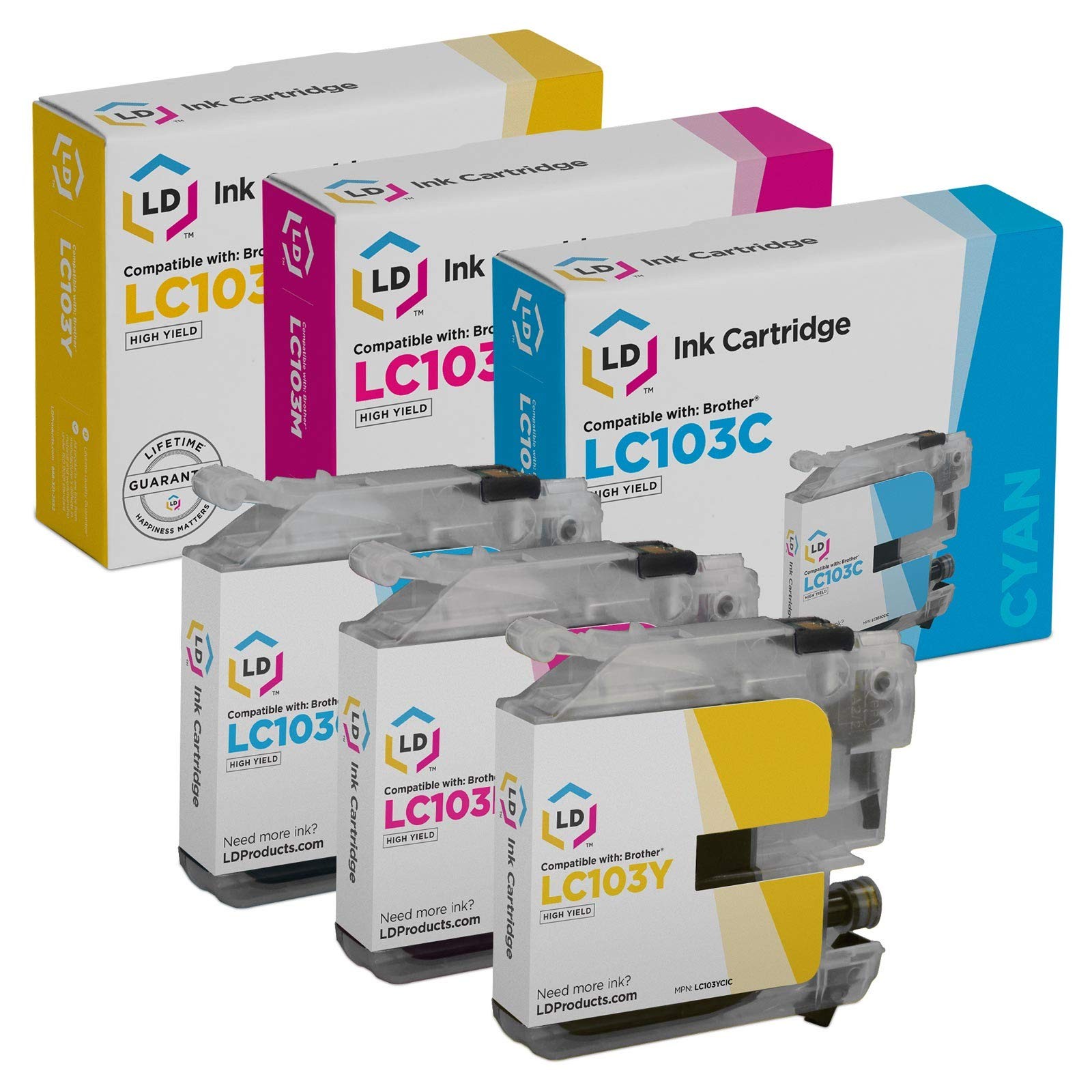 LD For Brother LC103 3pk Ink LC103C LC103M LC103Y MFC J245 J285DW J450DW