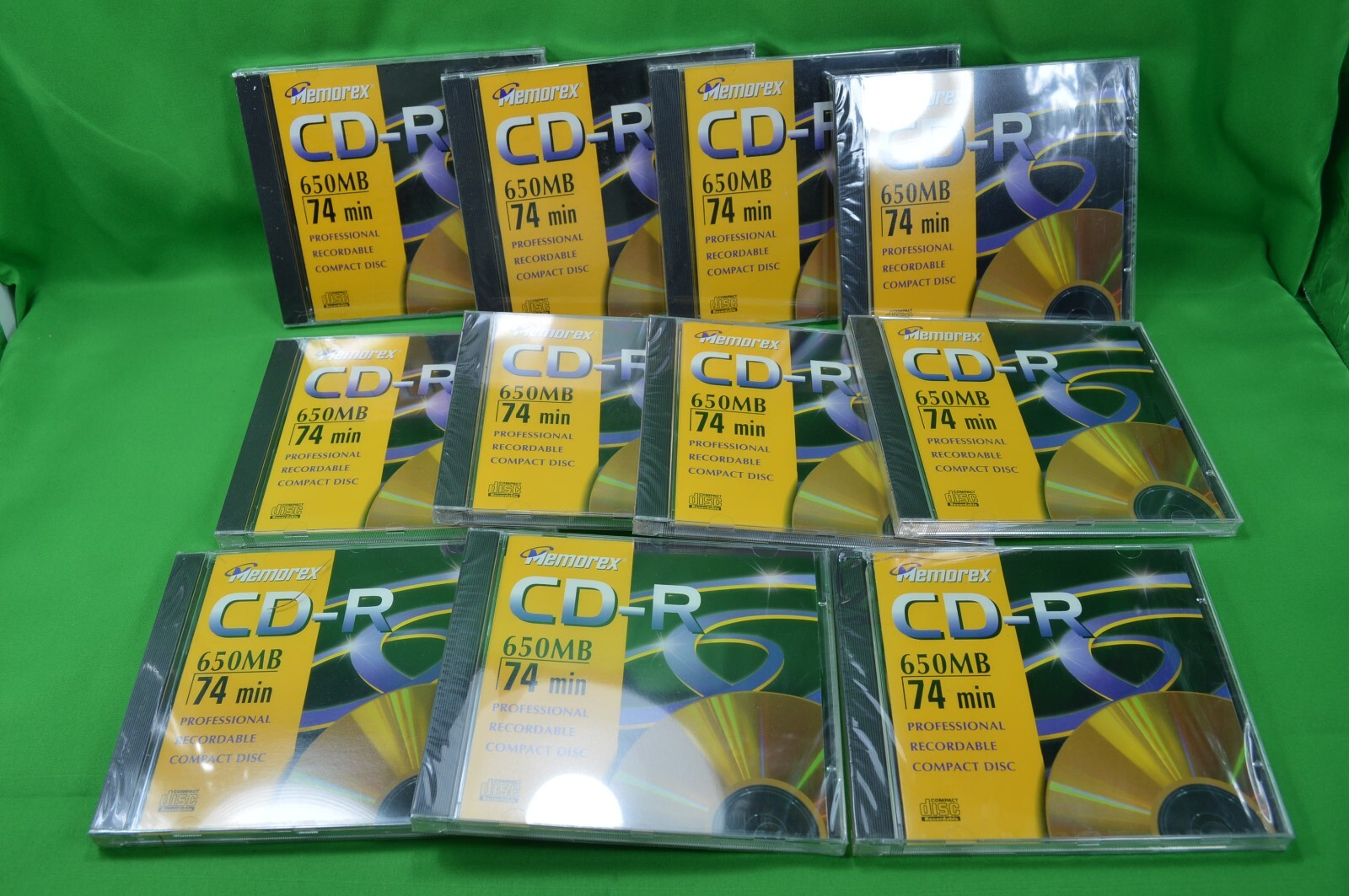 Lot of 11 Memorex CD-R CD's Blank New Sealed,Recordable,650MB, In Case,A