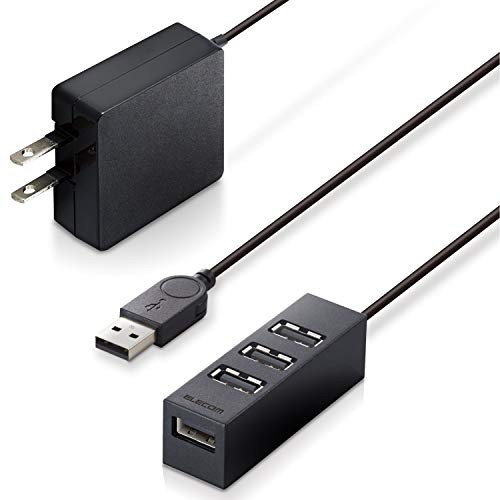 ELECOM USB 2.0 Self-Powered 4-Port Hub Functional Design 1m Cable Compatible