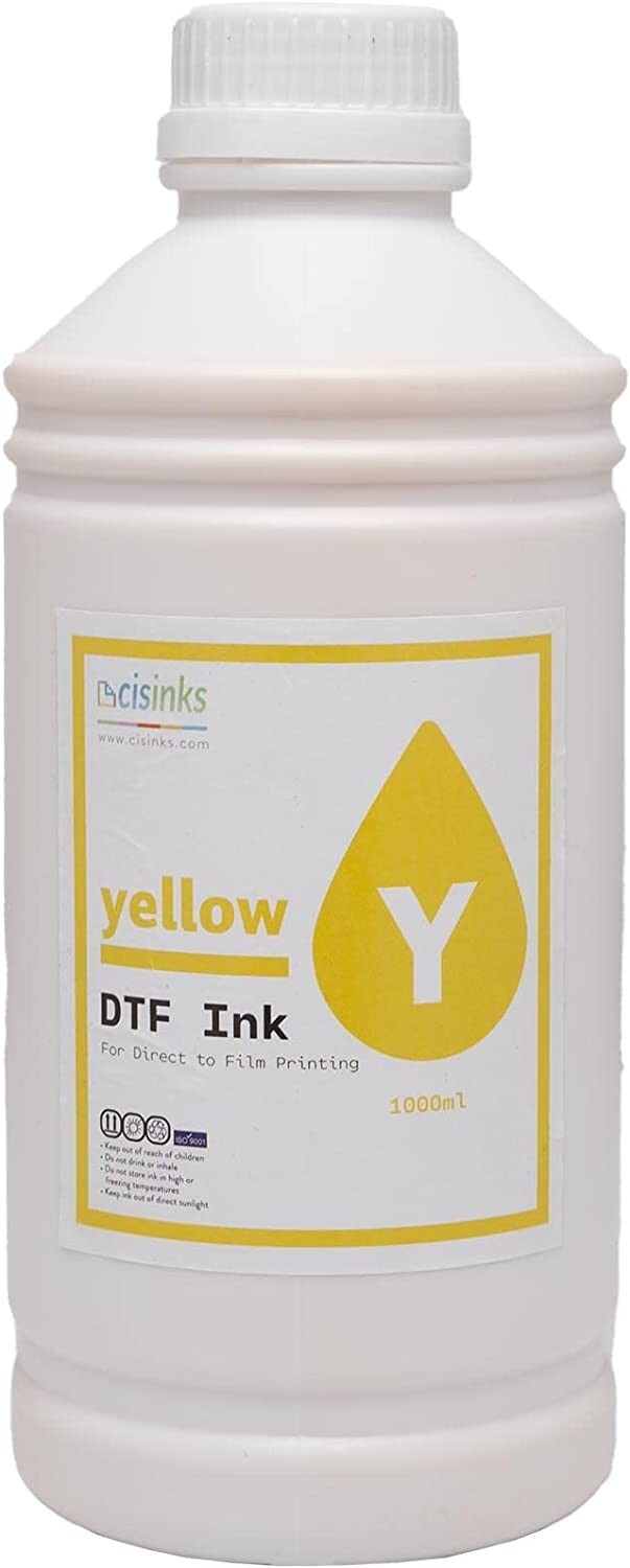 CISinks Premium DTF Ink Bottle Refill Set 1000M ,Compatible w/ DTF Film-Yellow