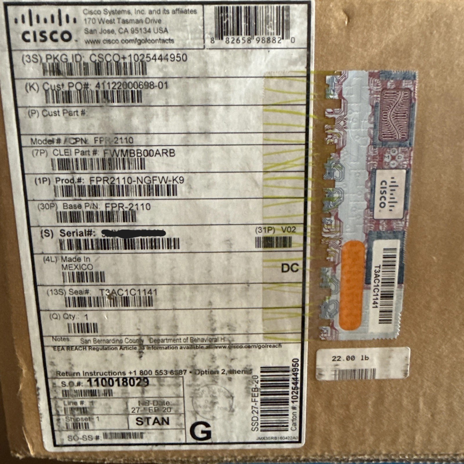 Cisco FPR2110-NGFW-K9 Firewall Firepower Security Appliance New Open Box
