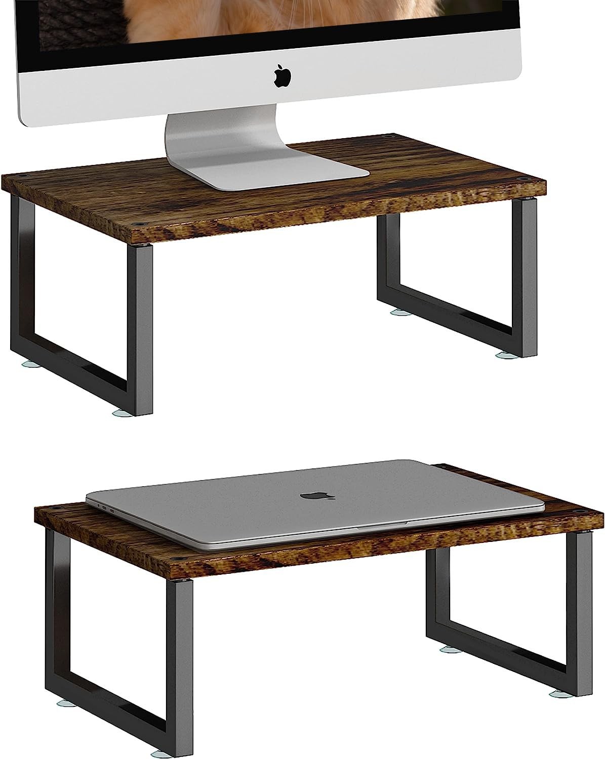 Wood Monitor Stand Riser, 2 Pack, Antique Brown