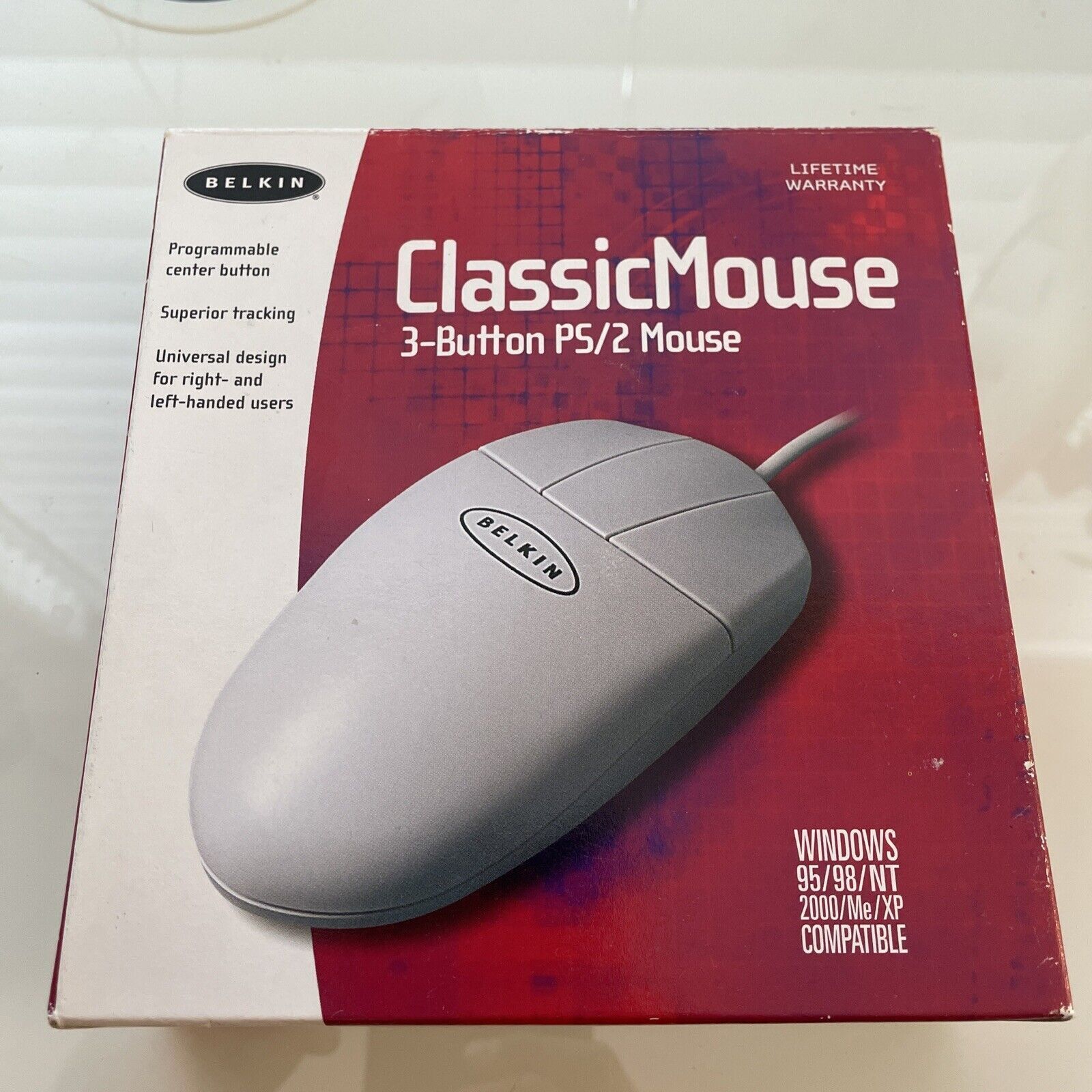 BELKIN Classic Mouse 3-button Ps/2 Vintage Programmable Center Button P56431 new