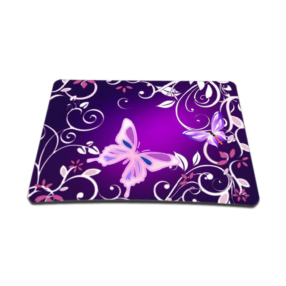 Soft Neoprene Notebook Laptop Optical Mouse Pad Purple Butterfly Floral MP-53