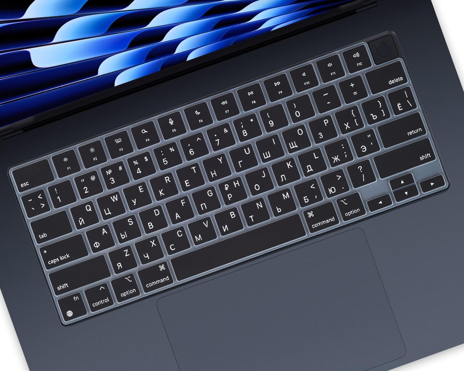Russian Language Keyboard Cover Skin for 2026-2022 Macbook Air 15.3 Inch A3448