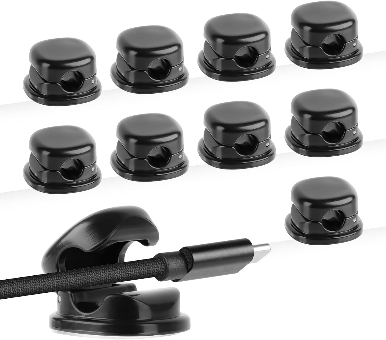 7Mm Spring Cable Holder Clips, 9 Pack Desk Cord Organizer, Black