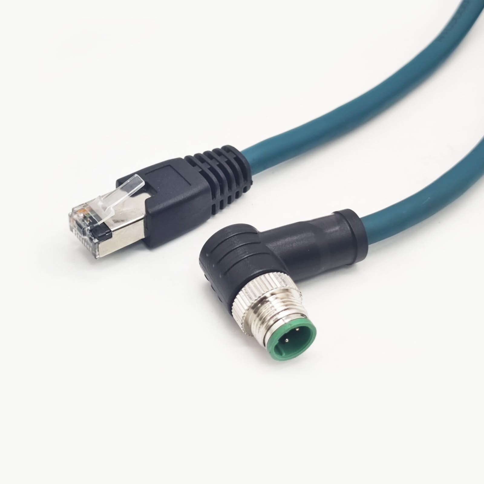 3.28FT M12 4 Pin D Code Male Right Angle to RJ45 Cat6 Ethernet Cable 1 Meter