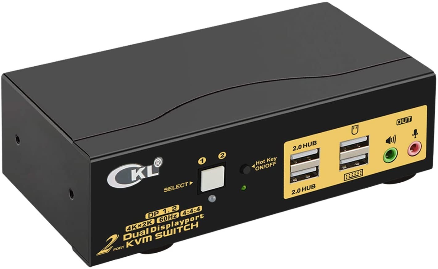 CKL 2 Port KVM Switch Dual Monitor DisplayPort 4K 60Hz, 2 Computers x 2 Monitors
