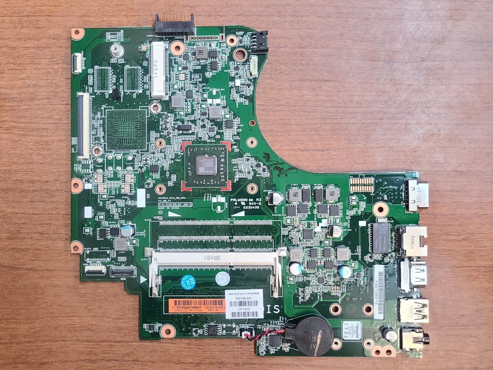 ORIGINAL HP 15-D017CL 15-D LAPTOP AMD A6-5200 2.0GHz CPU MOTHERBOARD 747150-501