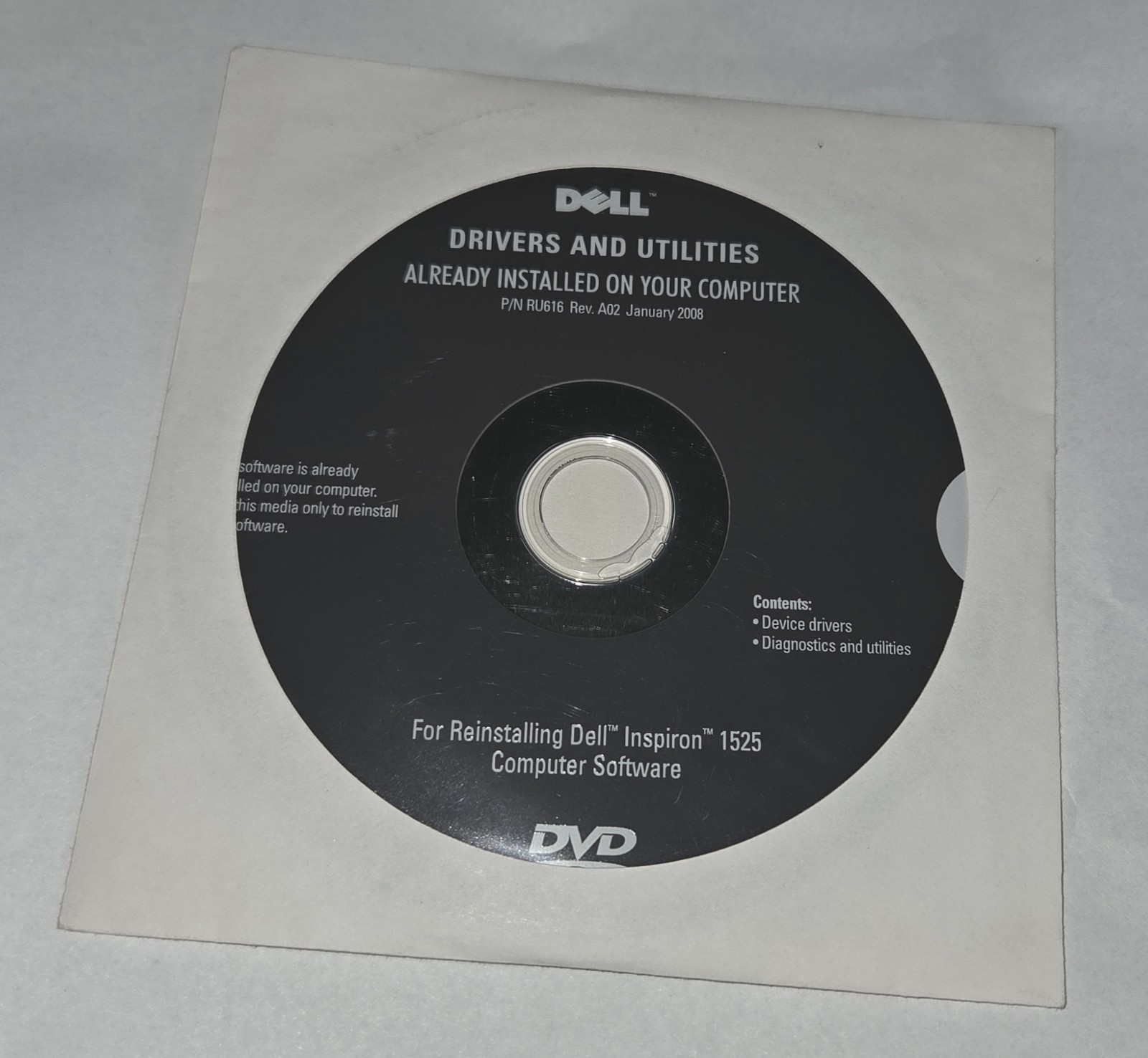 Dell Drivers and Utilities Reinstallation DVD Inspiron 1525