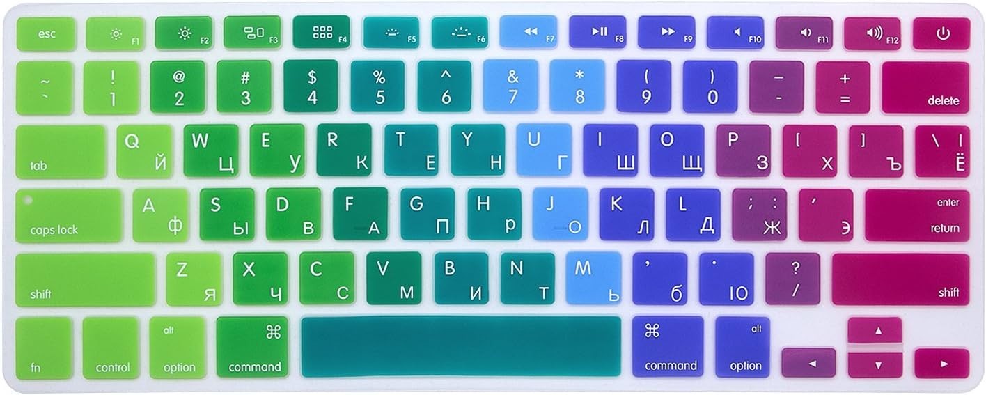 Ultra-Thin Rainbow Silicone Keyboard Skin for MacBook & iMac - Russian/English