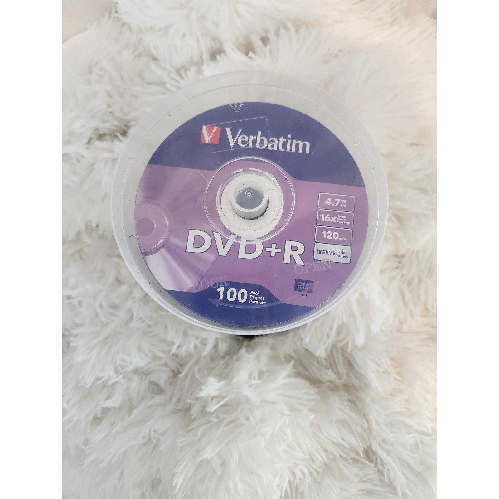 Verbatim DVD+R 4.7GB 16x 120min Recordable Media 100 Pack Spindle Cakebox AS-IS