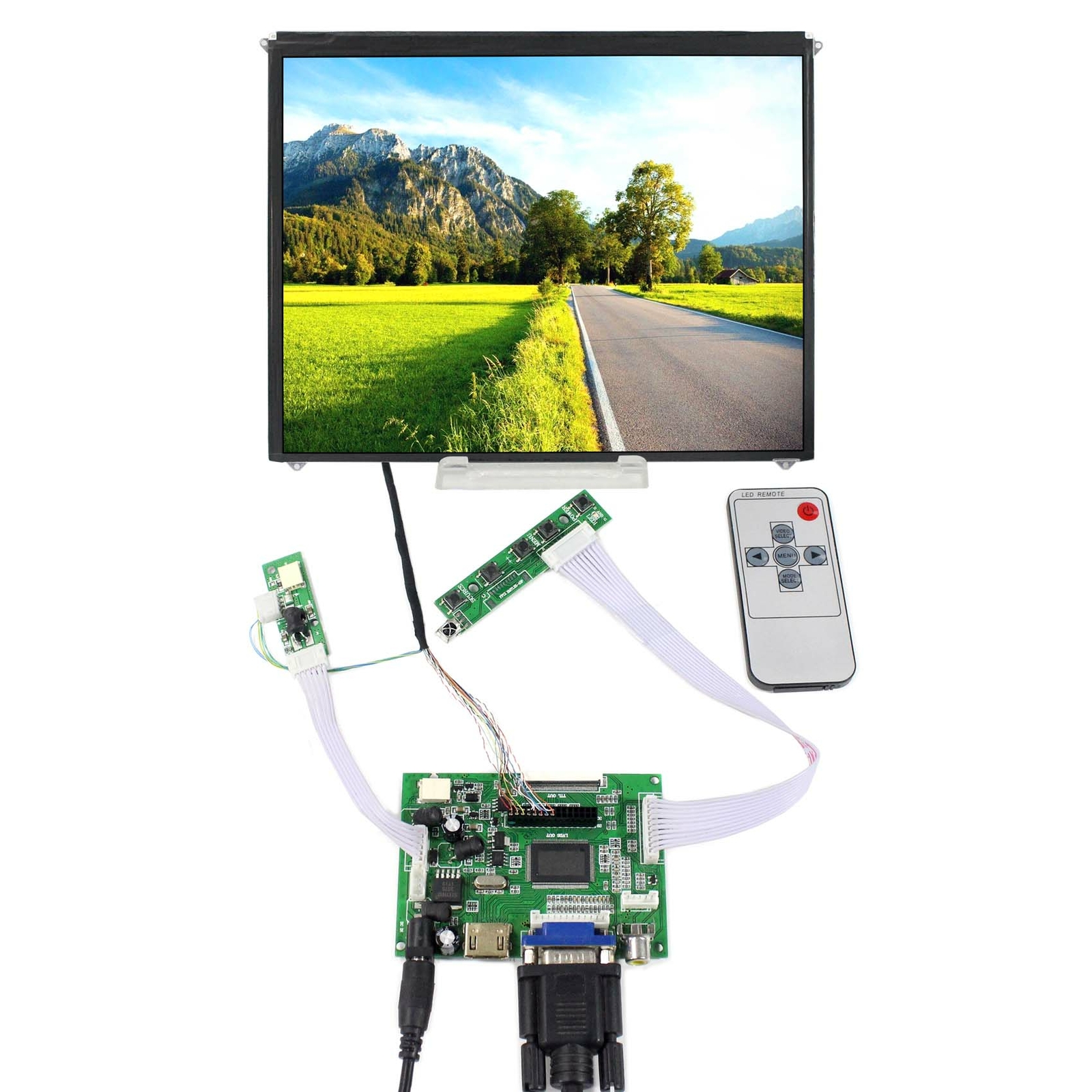 HD VGA 2AV LCD Controller Board 9.7" 1024x768 WLED Backlight LCD Screen