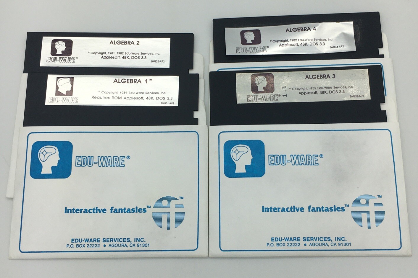 Vintage Apple II Edu-Ware Algebra 1-4 Software Disks Only Untested