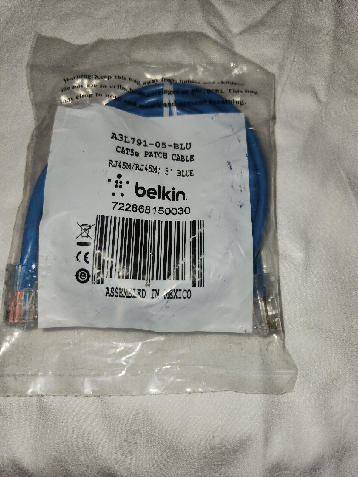 Belkin Cat. 5e Utp Patch Cable - 1 X Rj-45 Male - 1 X Rj-45 Male - 5ft - Blue