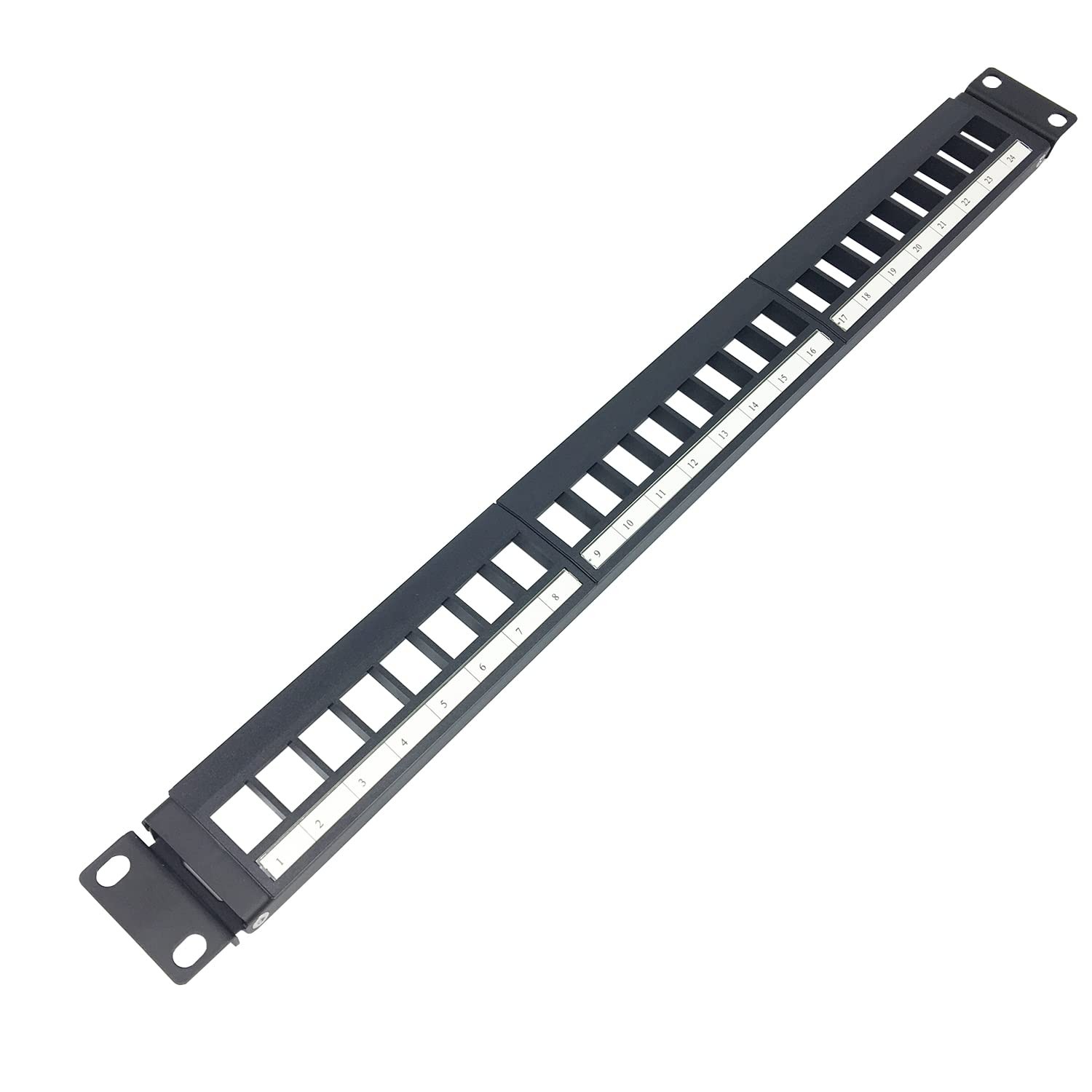 1U Hinged 24 Port Blank Keystone Patch Panel 19 Inch Rackmount Ethernet