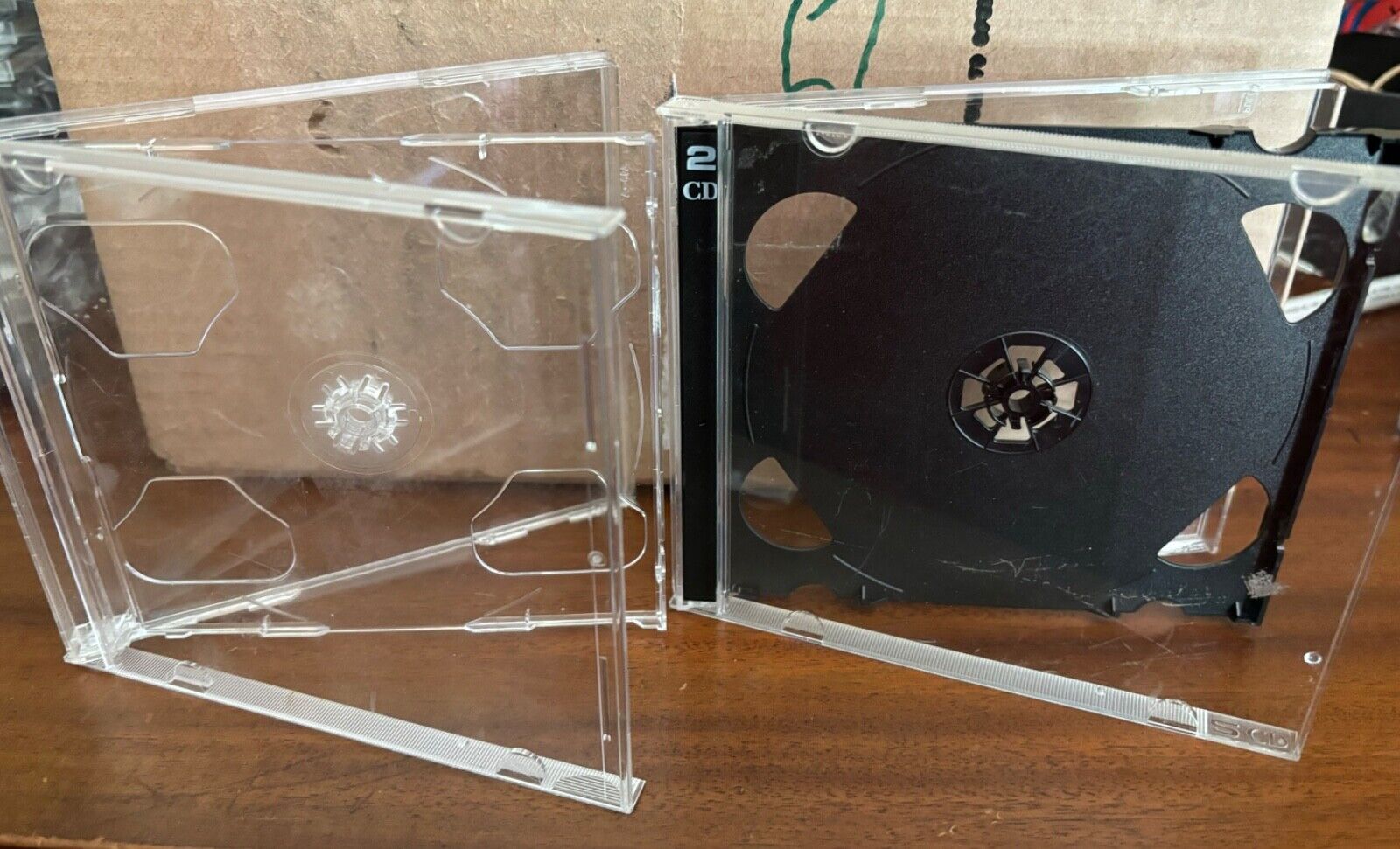 20 Empty Double CD Jewel Cases - Used - Black or clear trays - 15.99